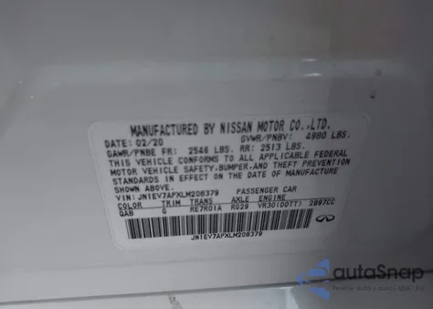 2020 Infiniti Q50 Luxe из США, поврежденный, VIN JN1EV7APXLM208379